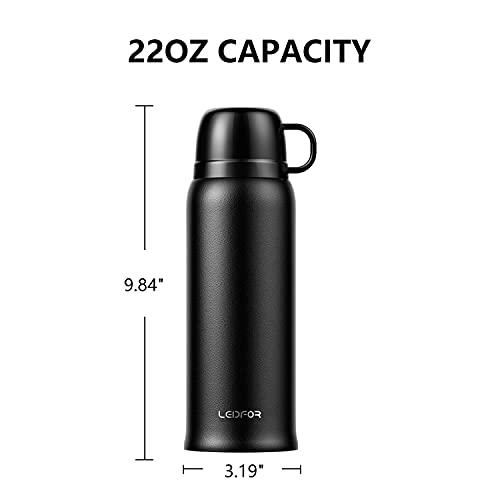 LEIDFOR Coffee Thermos with Cup Lid, Double Wall Vacuum Insulated Coffee Travel Mug, Stainless Steel Leak Proof Thermal Bottle Keep Hot and Cold