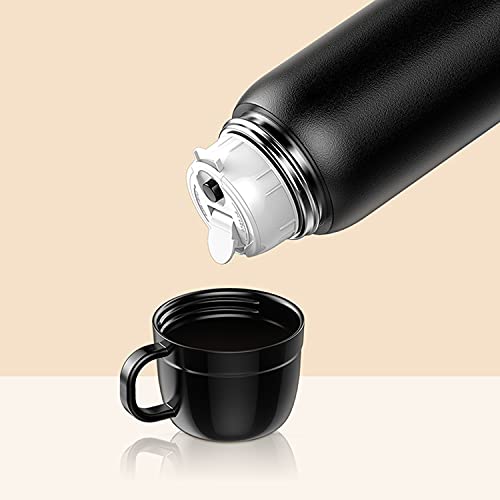 LEIDFOR Coffee Thermos with Cup Lid, Double Wall Vacuum Insulated Coffee Travel Mug, Stainless Steel Leak Proof Thermal Bottle Keep Hot and Cold