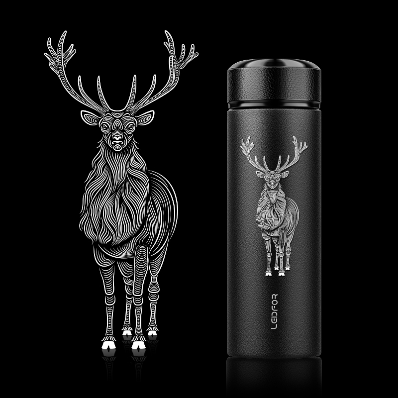 LEIDFOR Titanium Thermos Water Bottle, Vacuum Insulated Coffee Tumbler, Double Wall Titanium Tea Tumbler with strainer Keep Hot and Cold