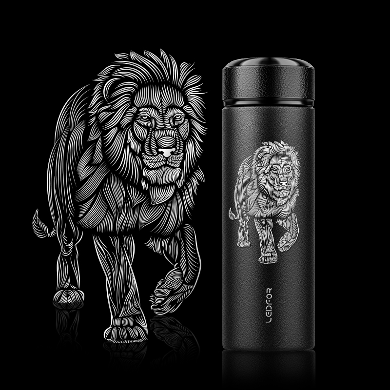 LEIDFOR Titanium Thermos Water Bottle, Vacuum Insulated Coffee Tumbler, Double Wall Titanium Tea Tumbler with strainer Keep Hot and Cold